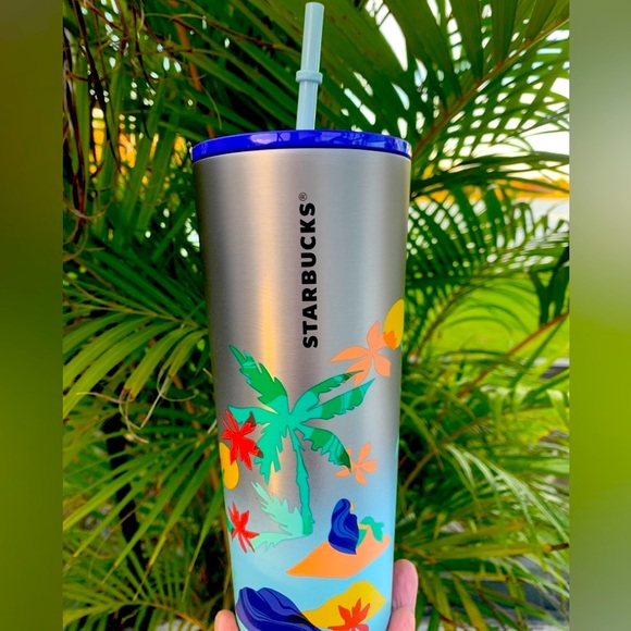 Starbuck Beach Stainless Steel Cup Insulated Palm Tree Tumbler Venti 24oz New - Picture 4 of 17